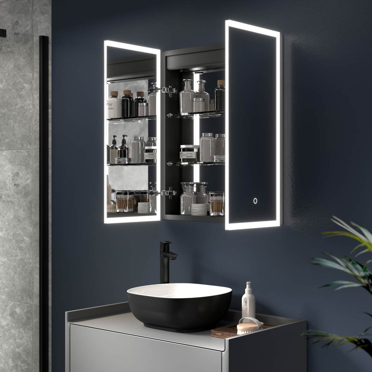 Bathroom Cabinet with Mirror | Mirrored Bathroom Cabinet | Pebble Grey ...