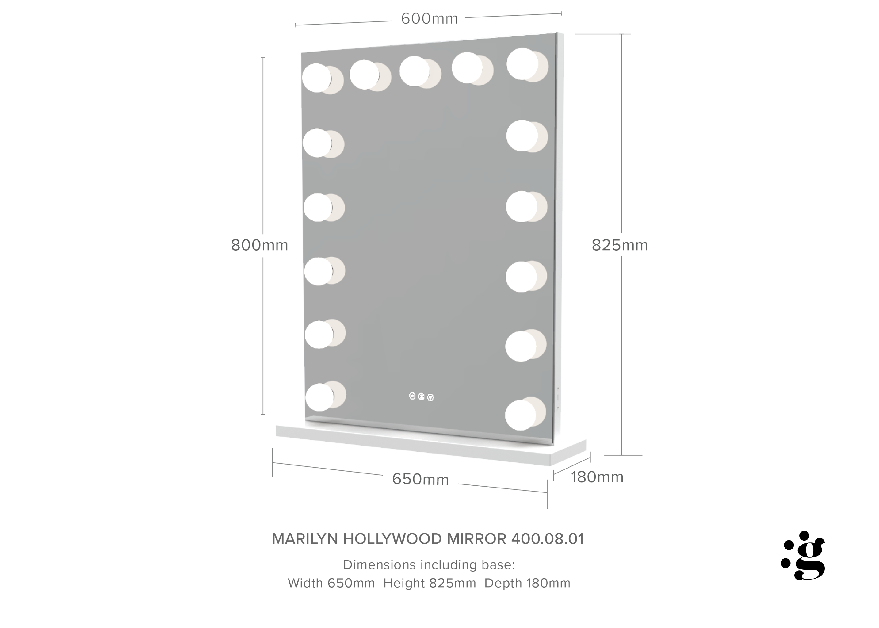 Marilyn Hollywood Mirror with LED Lights #size_600mm-x-800mm