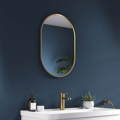 Kira Oval Pill Shape Bathroom Mirror - Pebble Grey