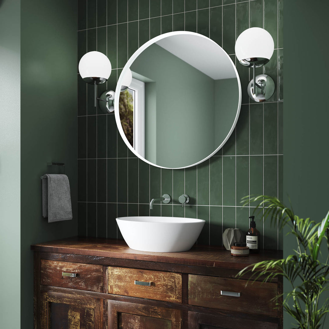 60x60cm Jett Round Bathroom Mirror - Pebble Grey