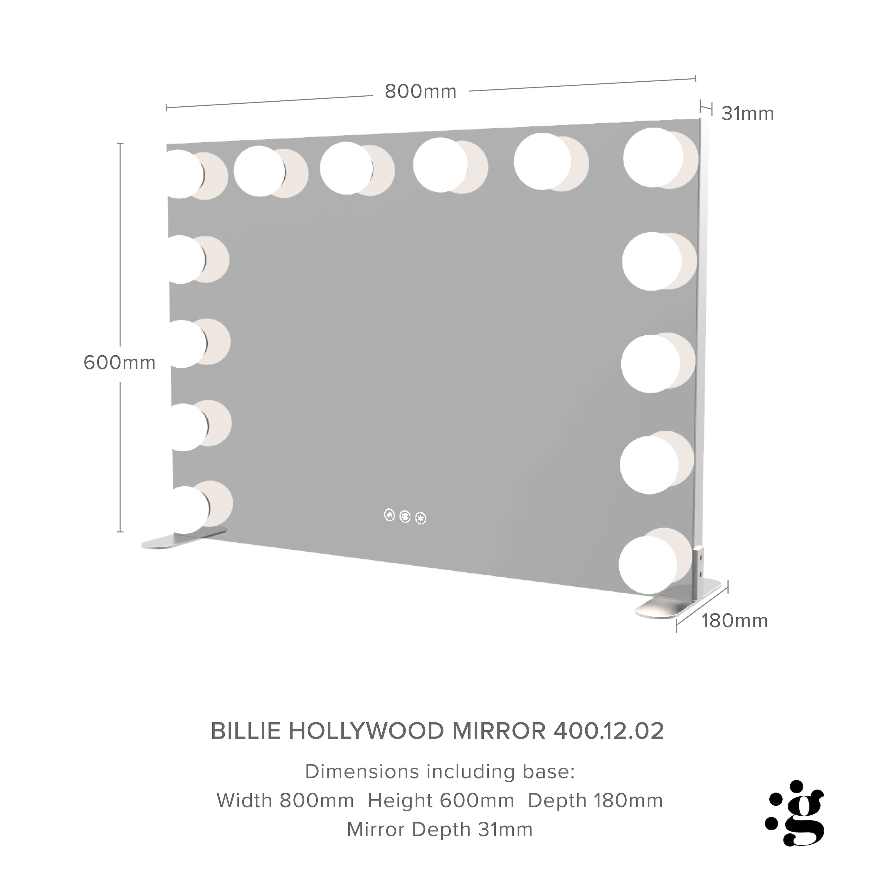 Billie Hollywood Mirror with LED Lights