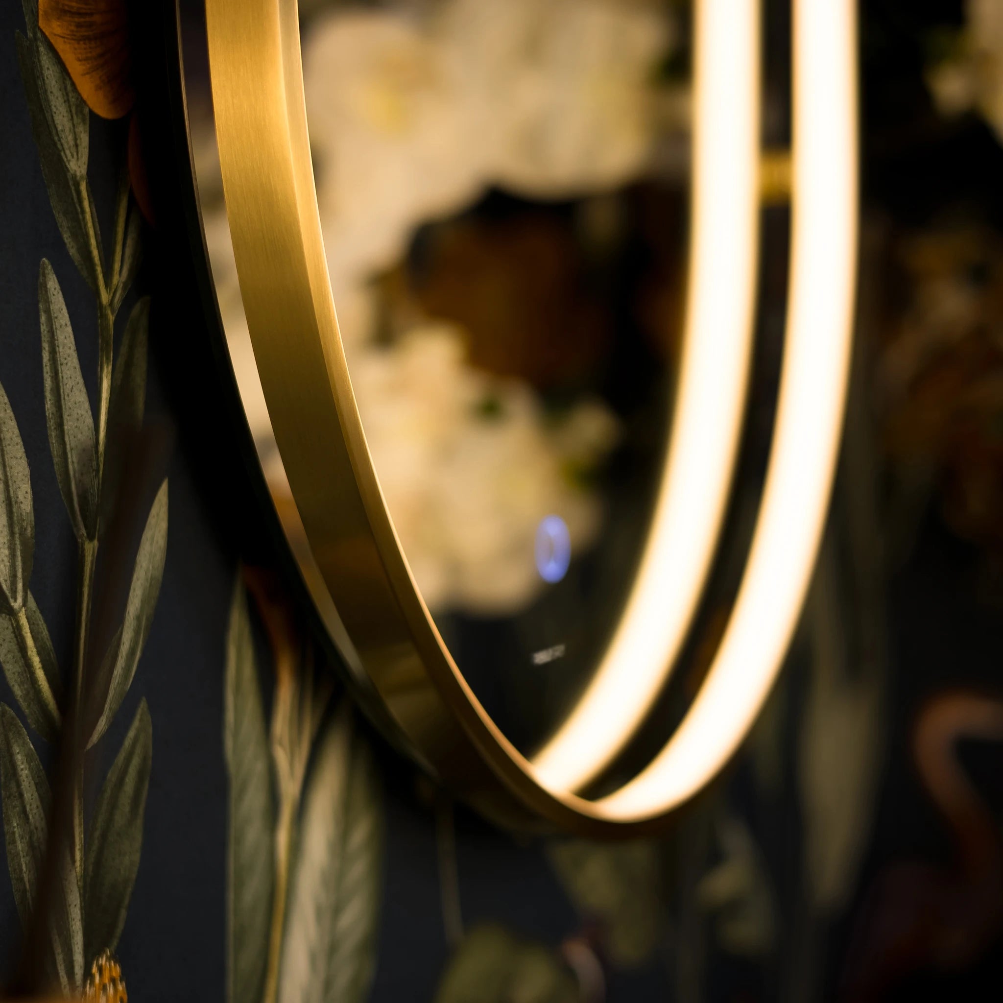 Luna Round LED Bathroom Mirror #colour_brass