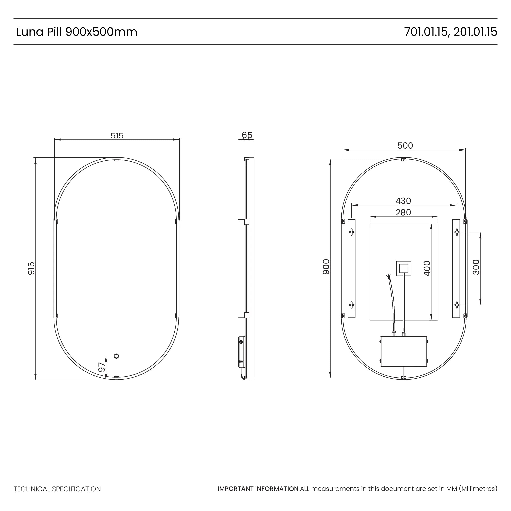 Luna Pill-Shaped LED Bathroom Mirror #colour_brass