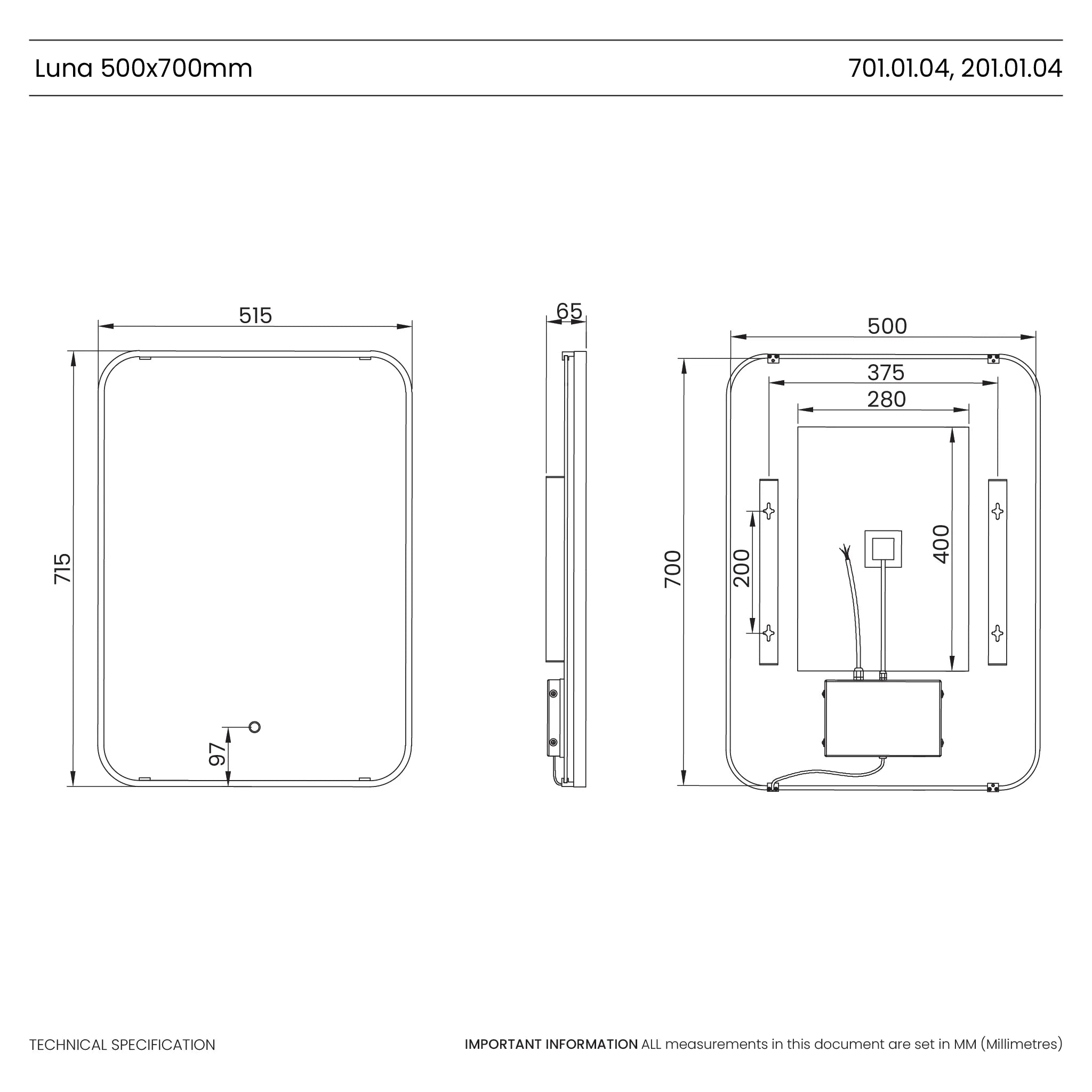 Luna LED Bathroom Mirror #colour_black