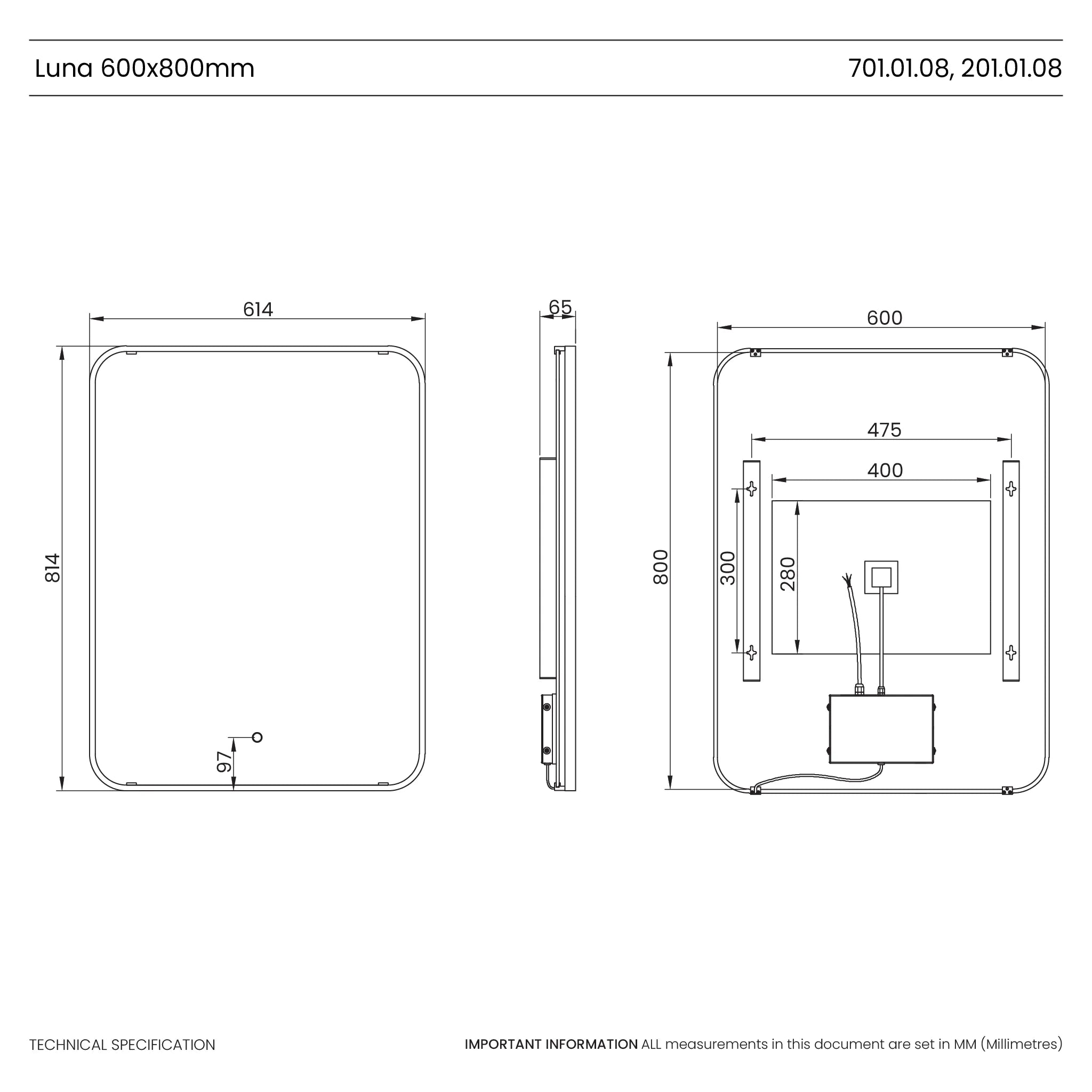 Luna LED Bathroom Mirror #colour_black