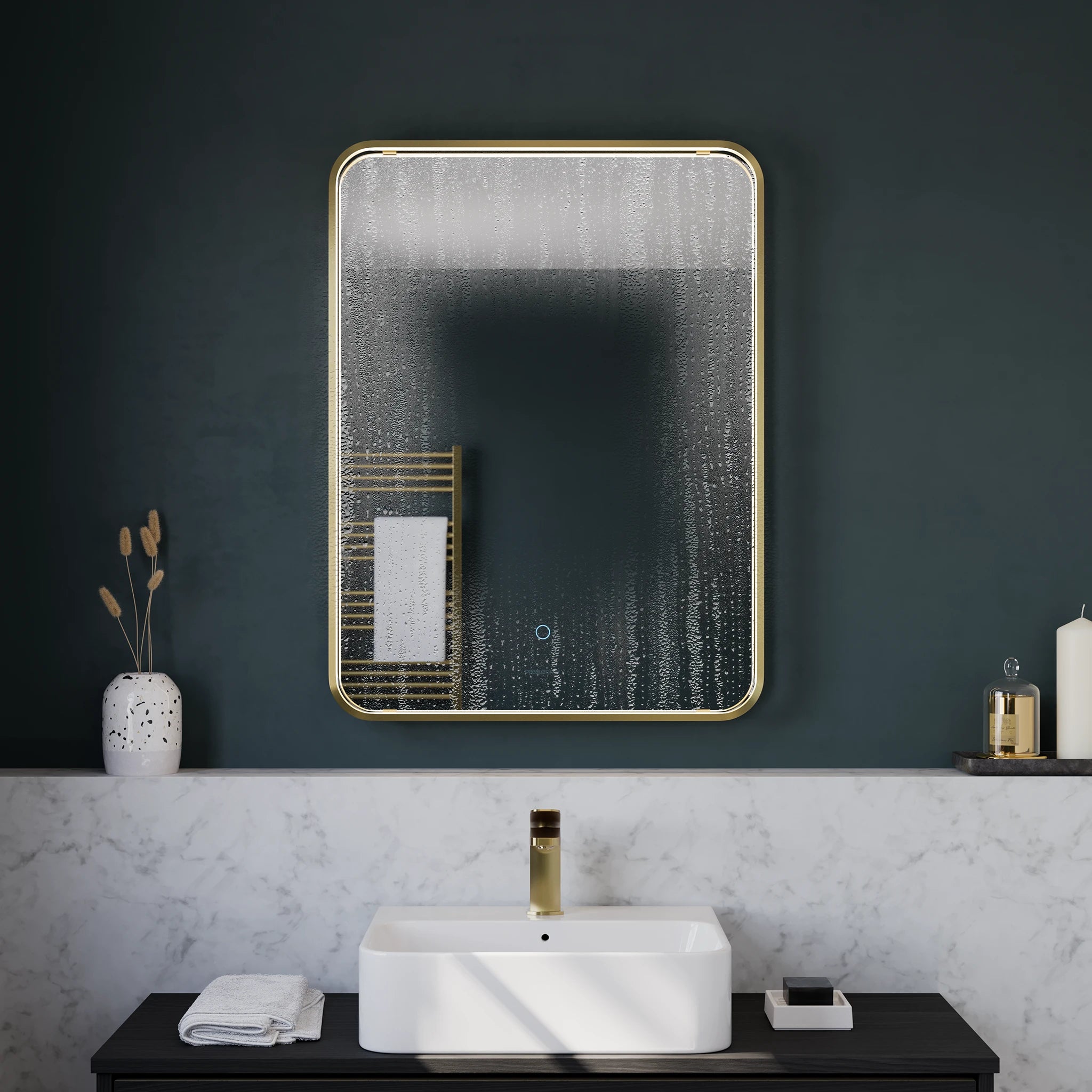 Luna LED Bathroom Mirror #colour_brass