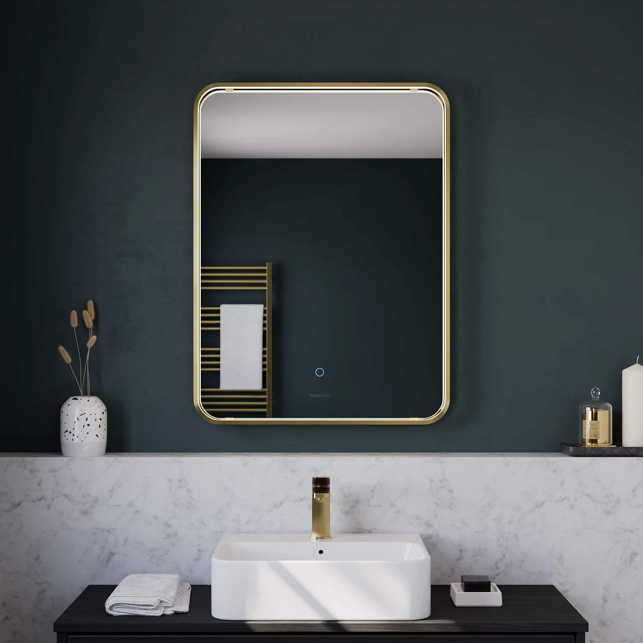 Luna LED Bathroom Mirror #colour_brass