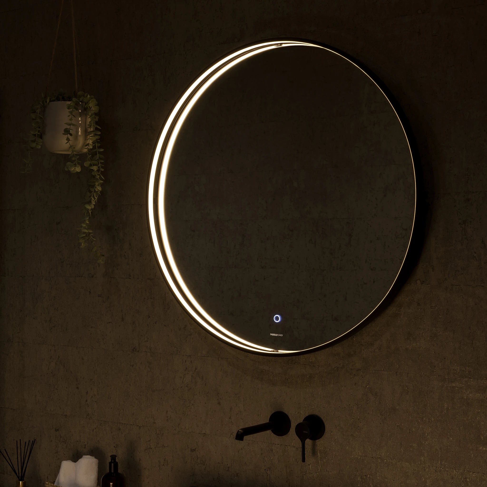 Luna Round LED Bathroom Mirror #colour_brass