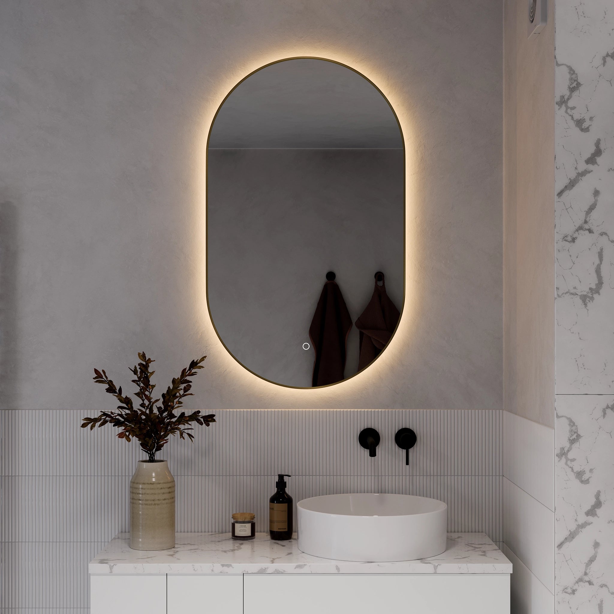 Oslo Oval LED Mirror #colour_brass