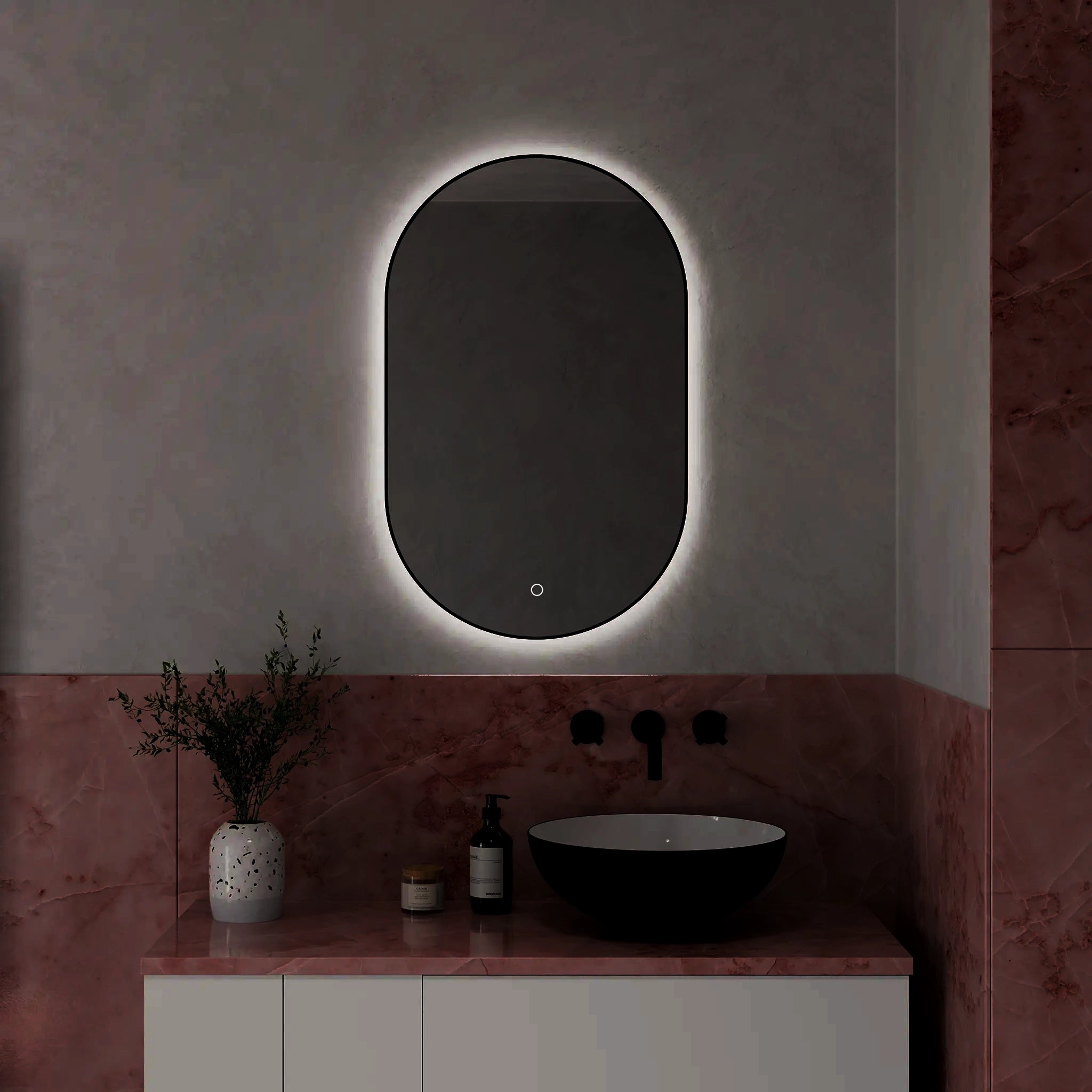 Oslo Oval LED Mirror #colour_black