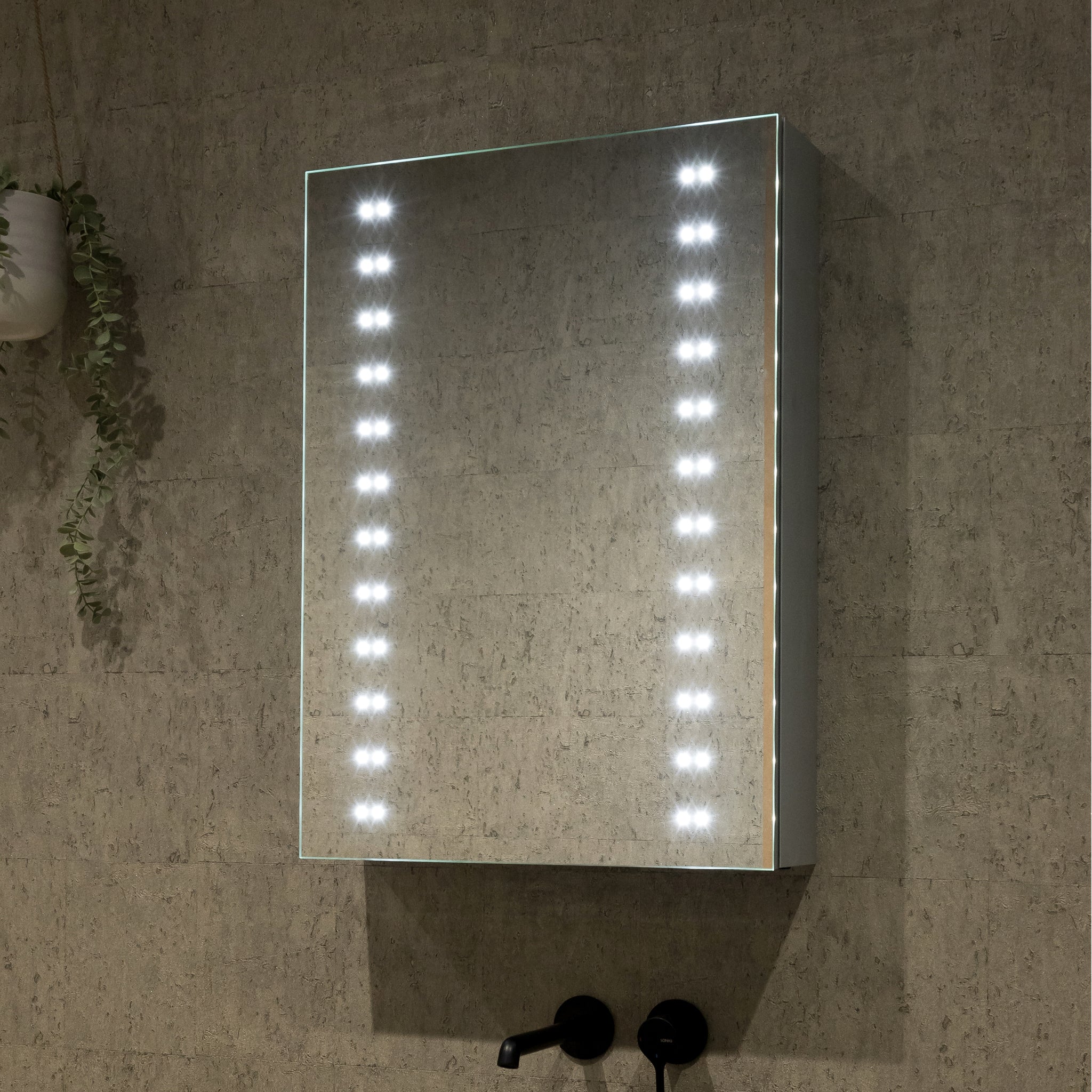 Hollis 500x700mm LED Illuminated Bathroom Mirror Cabinet #door-hinge-side_left-hinged