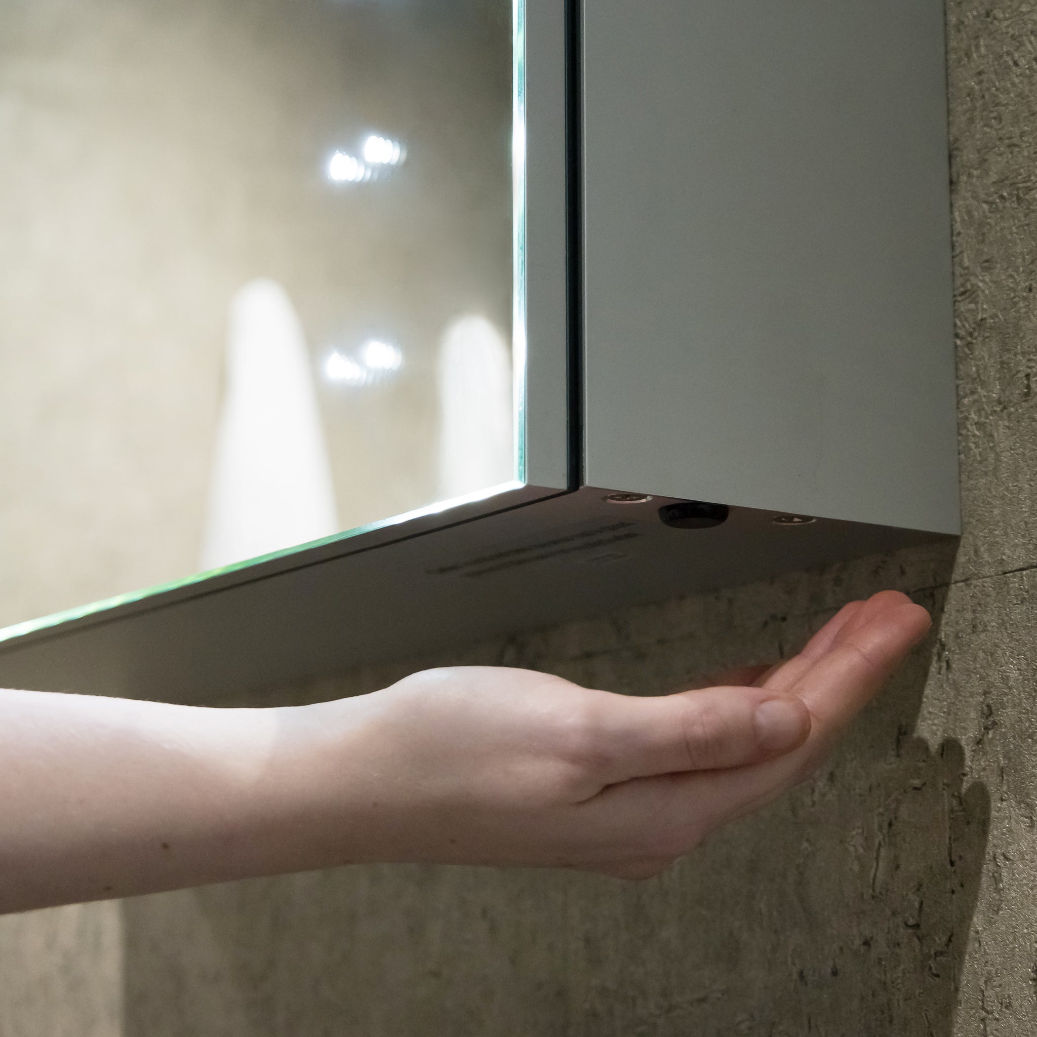 Hollis 500x700mm LED Illuminated Bathroom Mirror Cabinet #door-hinge-side_right-hinged